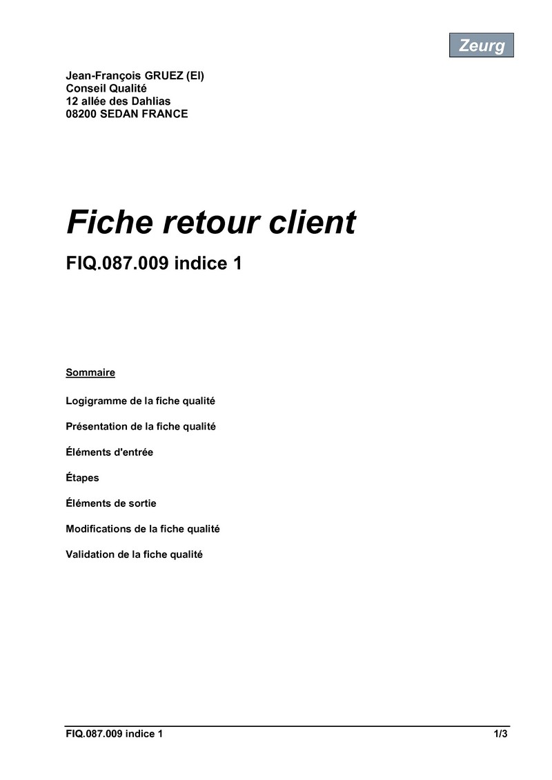 Fiche retour client 01