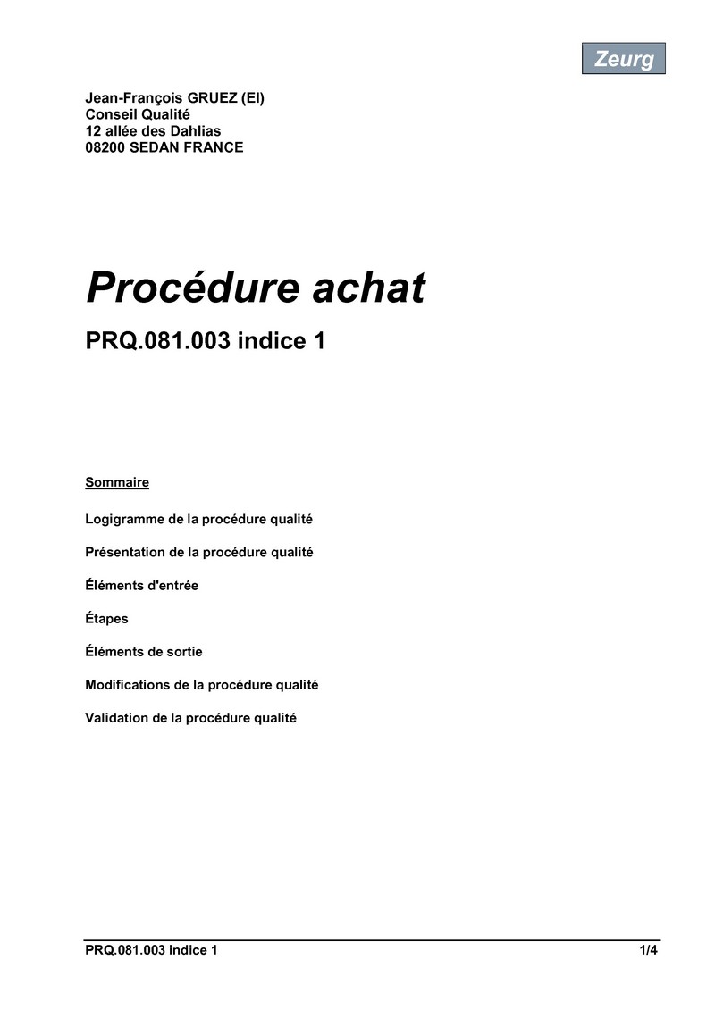 Procédure achat 01
