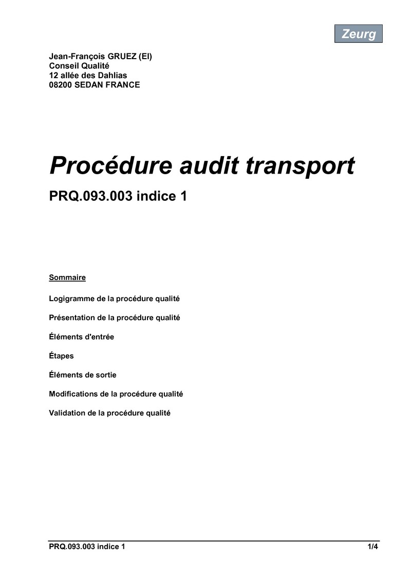 Procédure audit transport 01