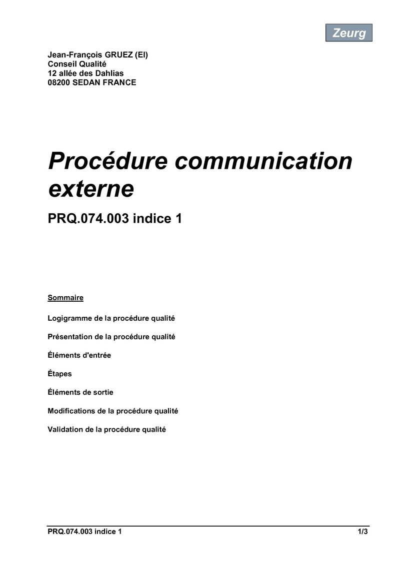 Procédure communication externe 01