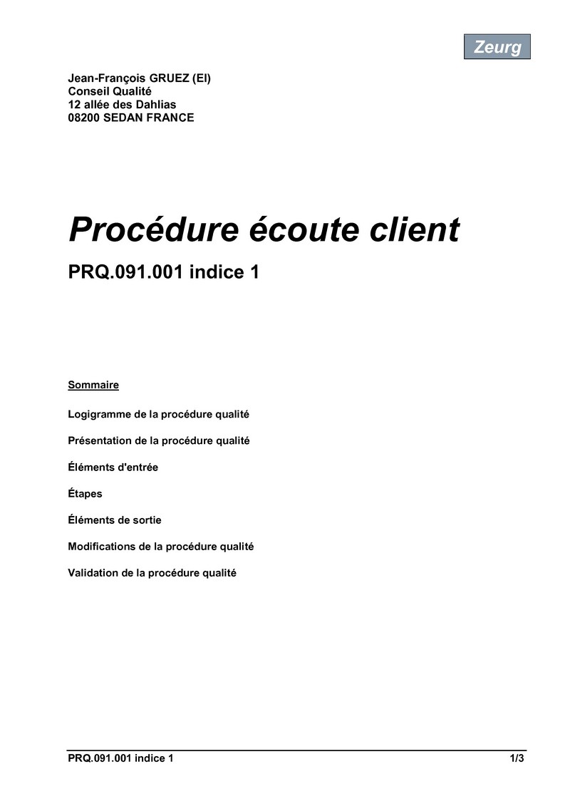 Procédure écoute client 01
