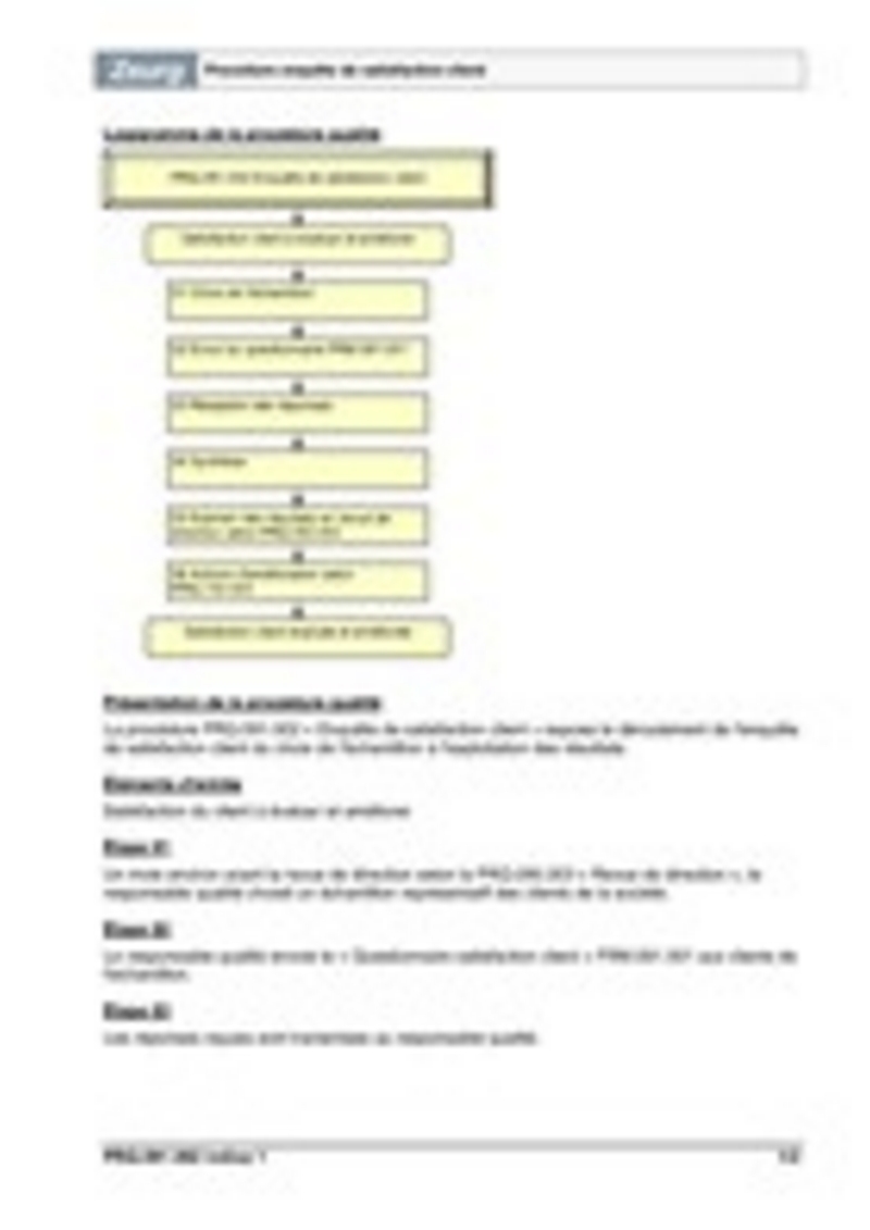 Procédure enquête de satisfaction client 01