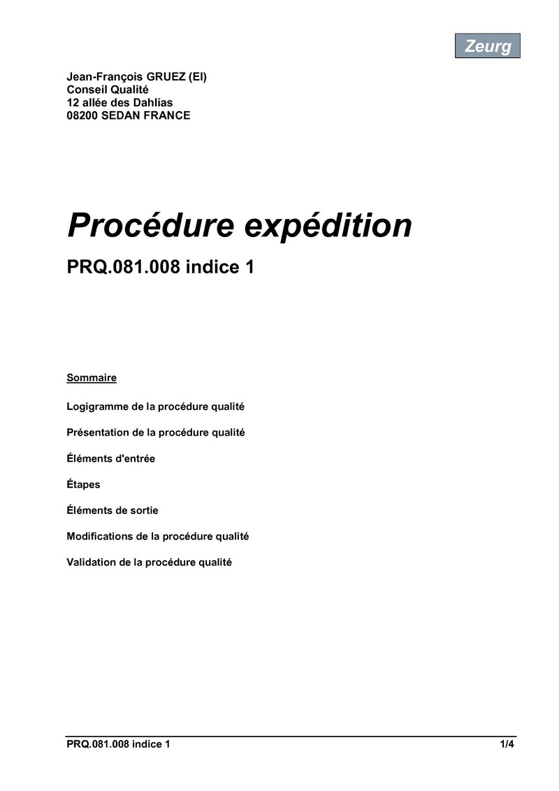 Procédure expédition 01