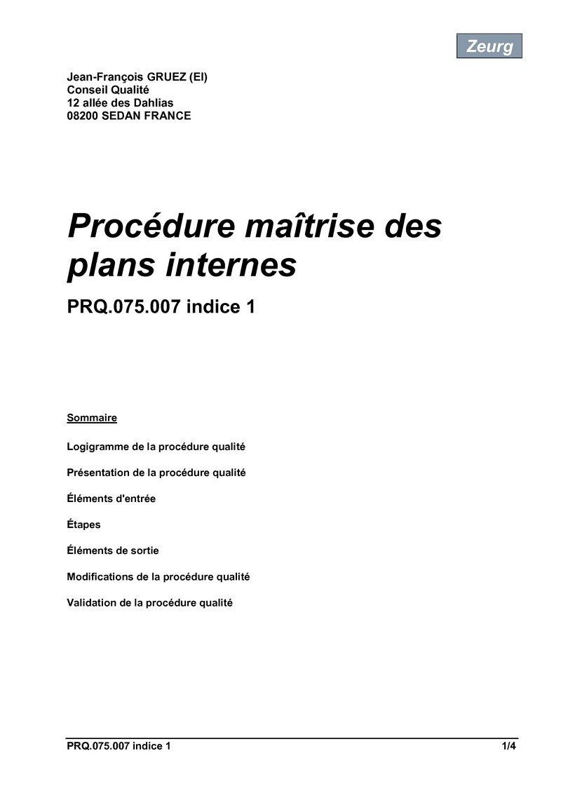 Procédure maîtrise des plans internes 01