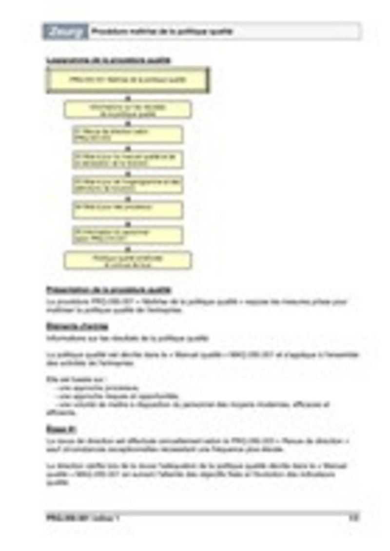 Procédure maîtrise de la politique qualité 01
