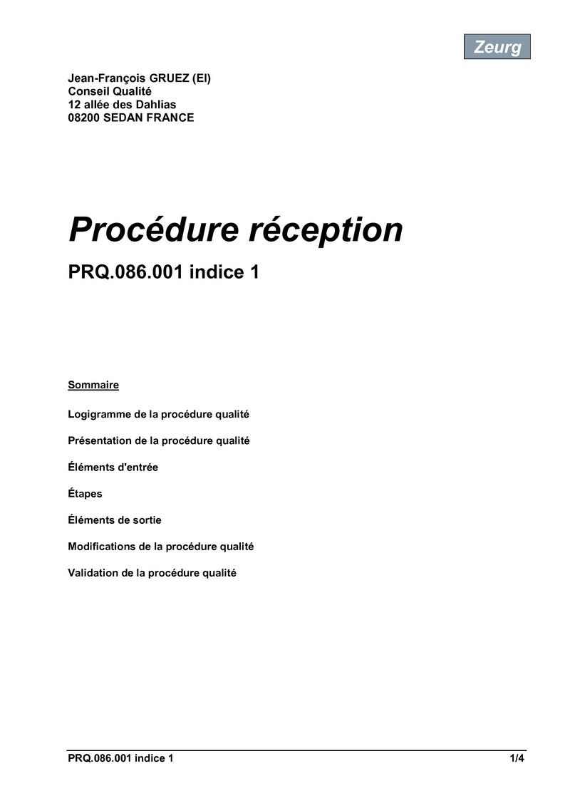 Procédure réception 01