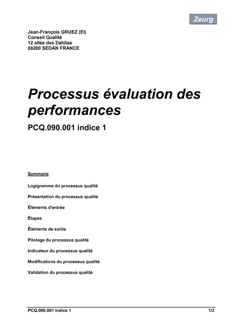 Processus évaluation des performances 01